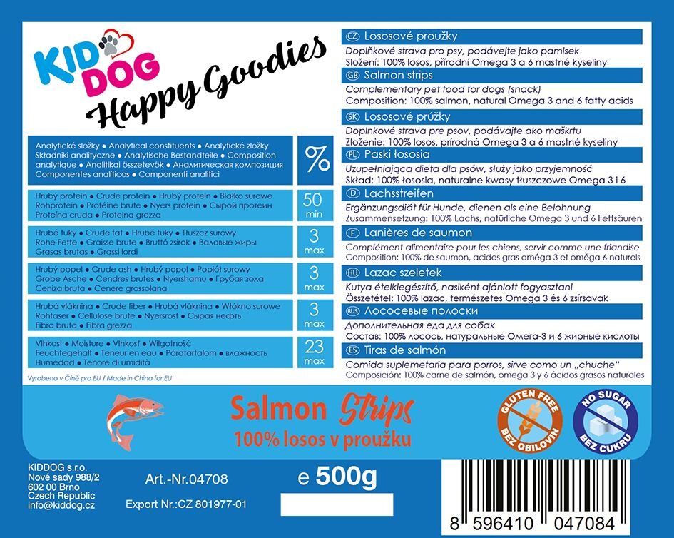 KIDDOG 100 % losos v proužku 250 g