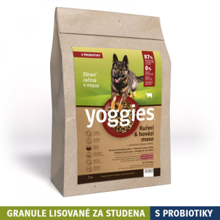 Yoggies kuřecí a hovězí maso, granule lisované za studena s probiotiky 2kg