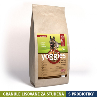 Yoggies kuřecí a hovězí maso, granule lisované za studena s probiotiky 20kg