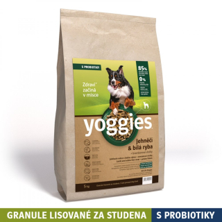 Yoggies jehněčí a bílá ryba, granule lisované za studena s probiotiky 5kg