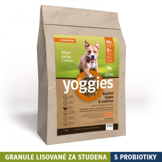 Yoggies Active kachna a zvěřina, granule lisované za studena s probiotiky 2kg