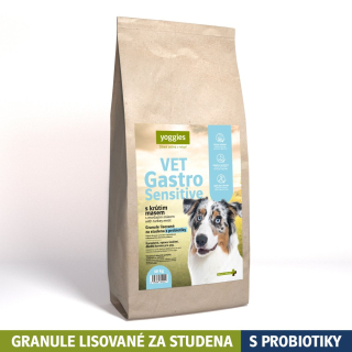 Zaváděcí cena - Yoggies VET Gastro Sensitive s krůtím masem, granule lisované za studena s probiotiky 10kg