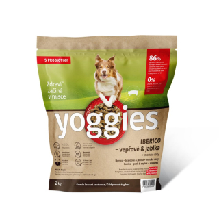 Yoggies Ibérico vepřové maso s jablky, granule lisované za studena s probiotiky 2kg