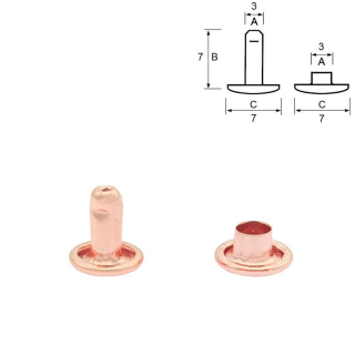 Sedlářský nýt zavřený - růžové zlato 1ks 7mm