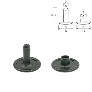 Sedlářský nýt zavřený - černý chromát  10mm