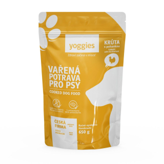 Yoggies Vařená potrava pro psy – krůtí maso s pohankou 650g