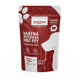 Yoggies Vařená potrava pro psy – hovězí maso s quinoou 650g