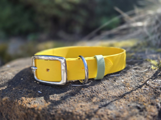 Obojek Biothan žlutý, šíře 25mm, dělka 39-47cm